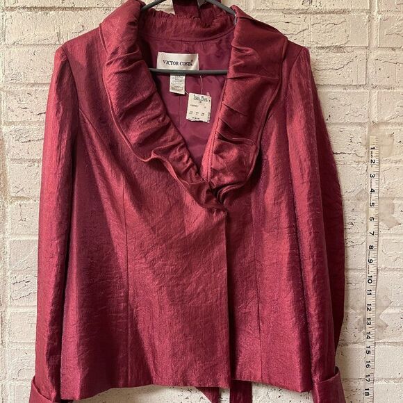 Vintage Victor Costa  Ruffle Cocktail Party Formal Jacket W/ Tie  NWT 10 - Picture 1 of 12